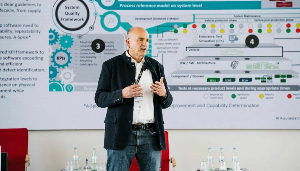 Andreas Herzig at the AI-Assurance-in-Mobility Europe conference in Berlin.