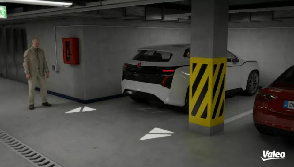 Projections on the ground can warn pedestrians.